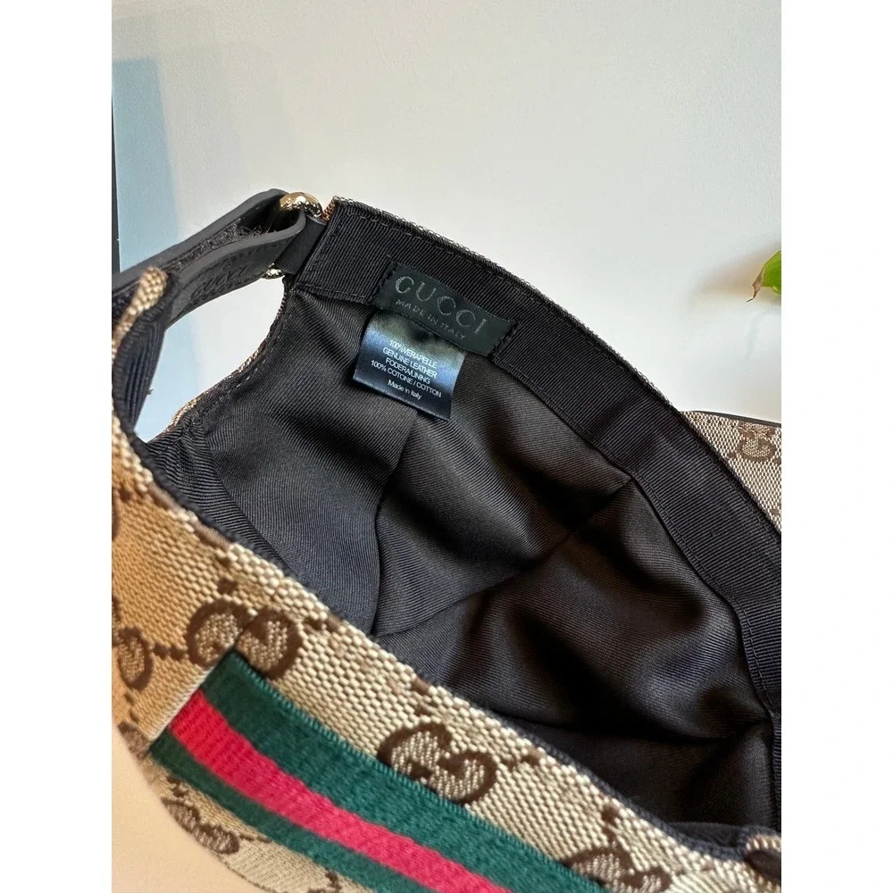 Gucci GG Monogram Canvas Baseball Hat Beige Ebony Green Red Web Stripe Cap - Picture 14 of 15